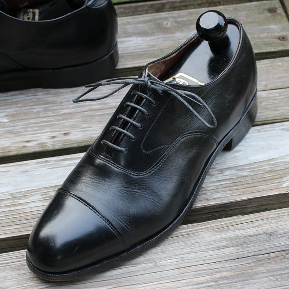 Vtg Dack’s Black Calfskin Cap Toe Oxford, Men's Size 8 E, EUC, Made in Canada - Picture 4 of 12